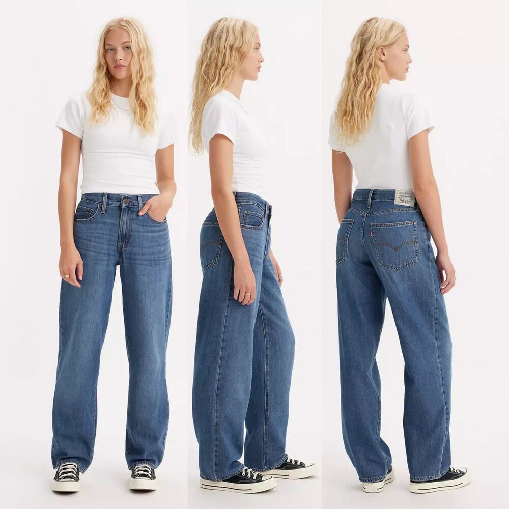 Levi’s Premium Baggy Dad Performance Cool Dark Wash Denim Relaxed Straight Jeans